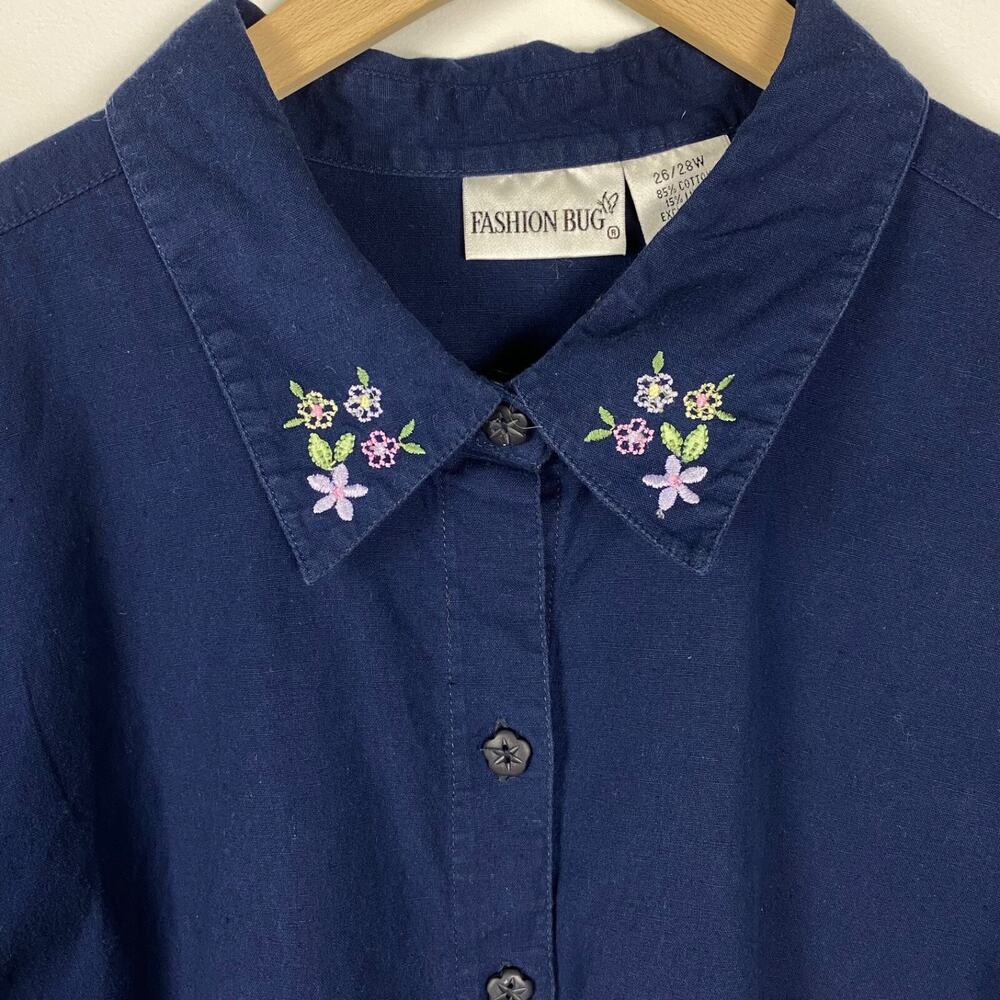 Vintage Fashion Bug Womens Button Up Top Size 26/28 W 4X Grandmacore Prairie - Picture 2 of 10